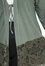 Plus Size Fluid Knut Cardigan med Spets