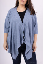 Plus Size Flowy Cardigan med Stickad Slips