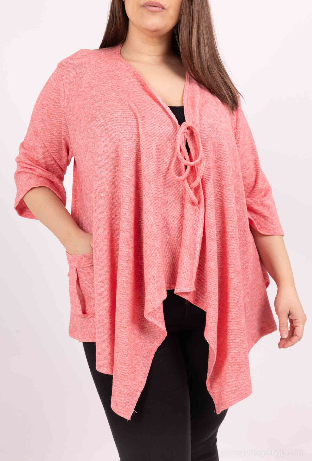 Plus Size Flowy cardigan with knitted bow