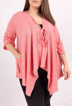 Plus Size Flowy cardigan with knitted bow