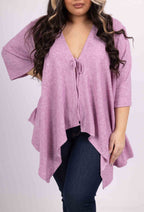Plus Size Flowy cardigan with knitted bow