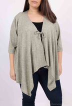 Plus Size Flowy Cardigan med Stickad Slips