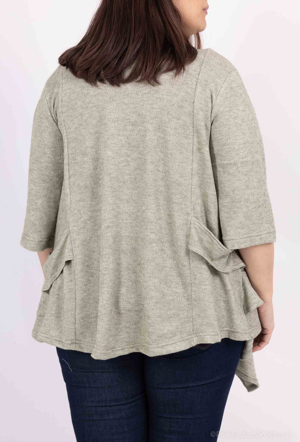 Plus Size Flowy Cardigan med Stickad Slips