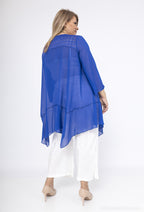 Plus Size Lång Vev Lace Cardigan med Båge