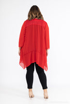 Plus Size Lång Spets Cardigan med Slå
