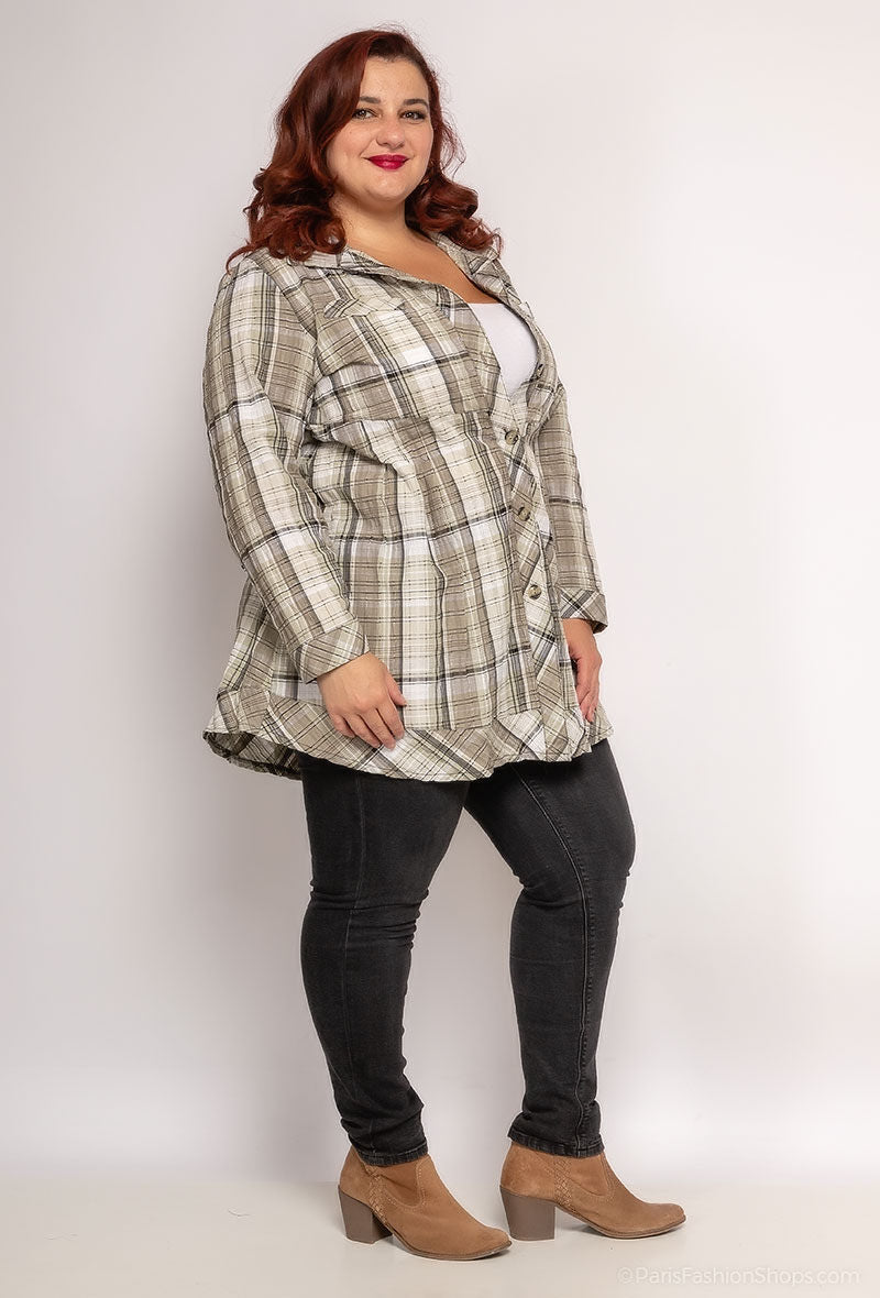 Plus Size Rutig Skjorta