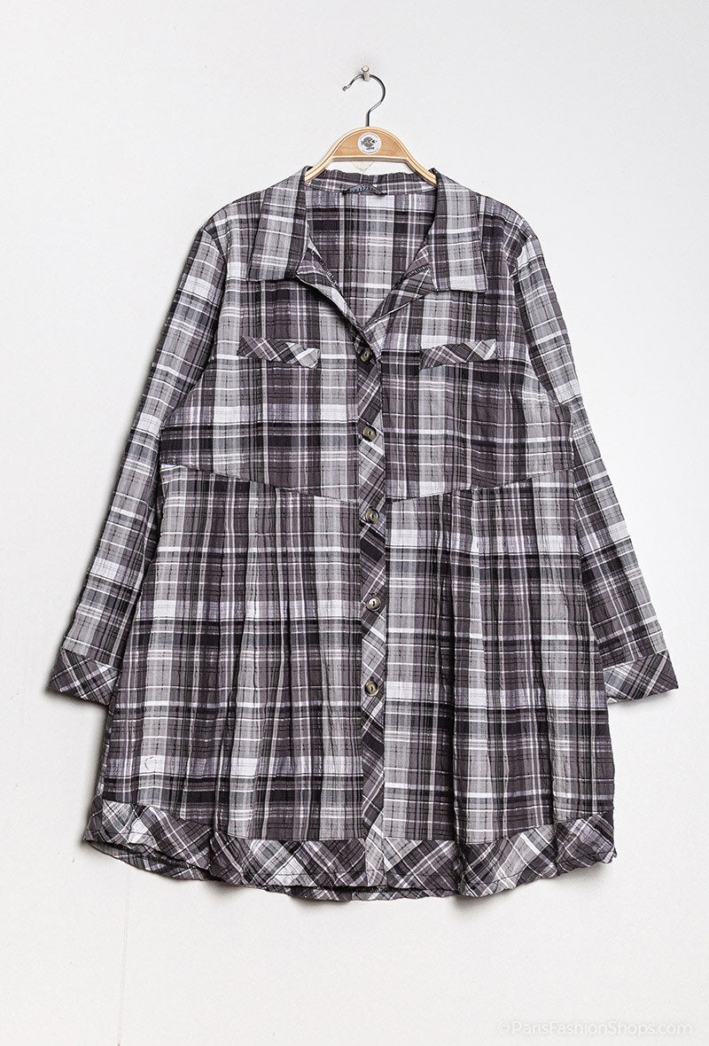 Plus Size Rutig Skjorta