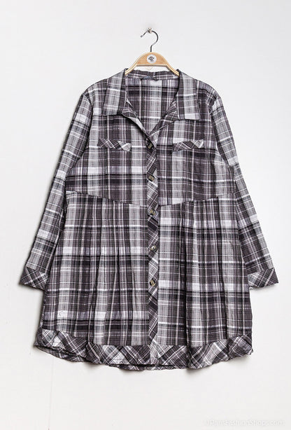 Plus Size Rutig Skjorta