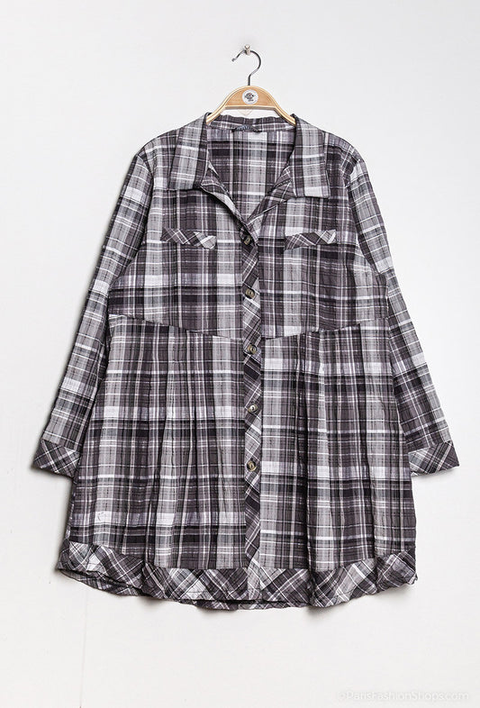 Plus Size Rutig Skjorta