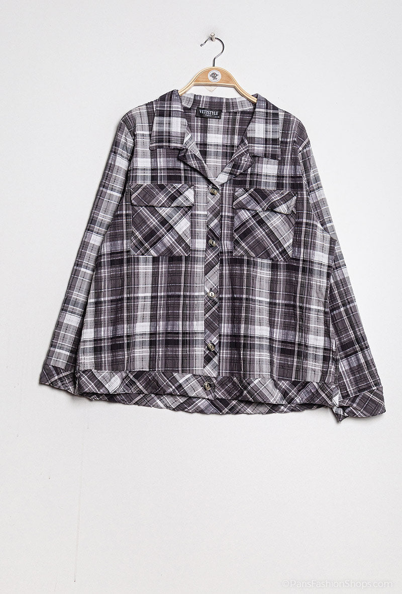 Plus Size Rutig Skjorta