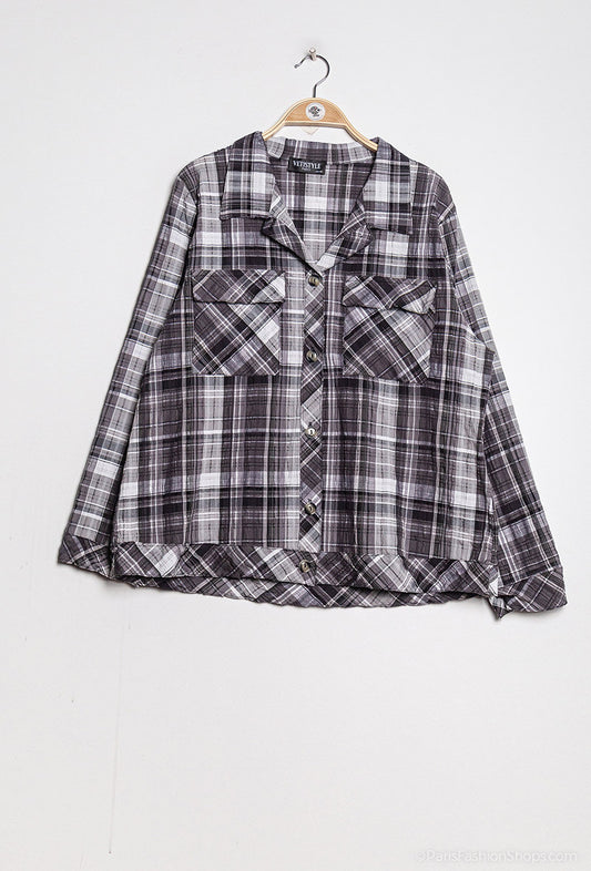 Plus Size Rutig Skjorta
