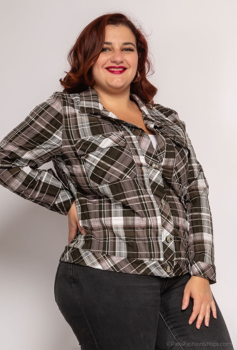 Plus Size Rutig Skjorta