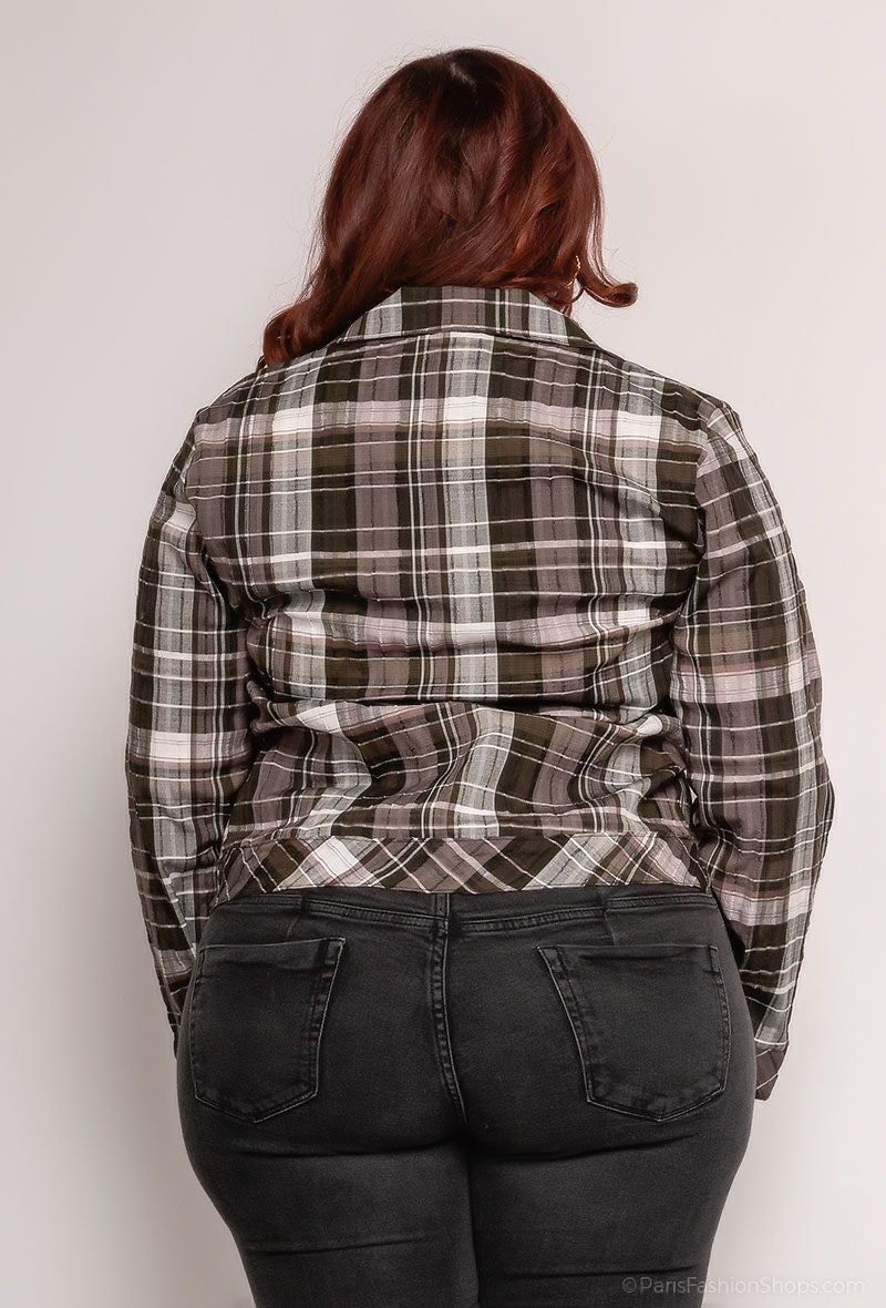 Plus Size Rutig Skjorta