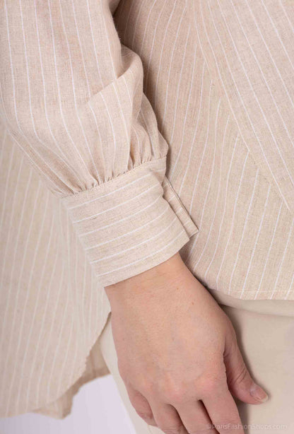 Plus Size Randig Oxford Skjorta i Mjukt Bomull