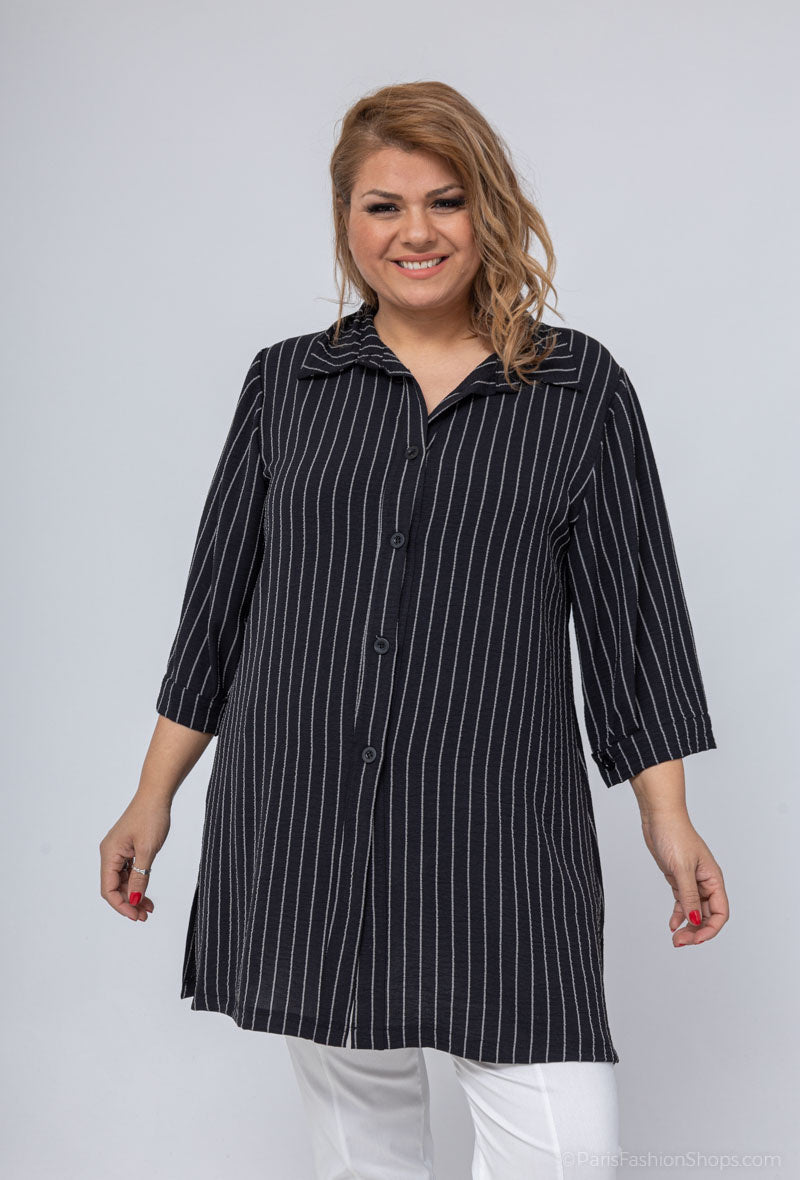 Plus Size Striped shirt with 3/4 sleeves