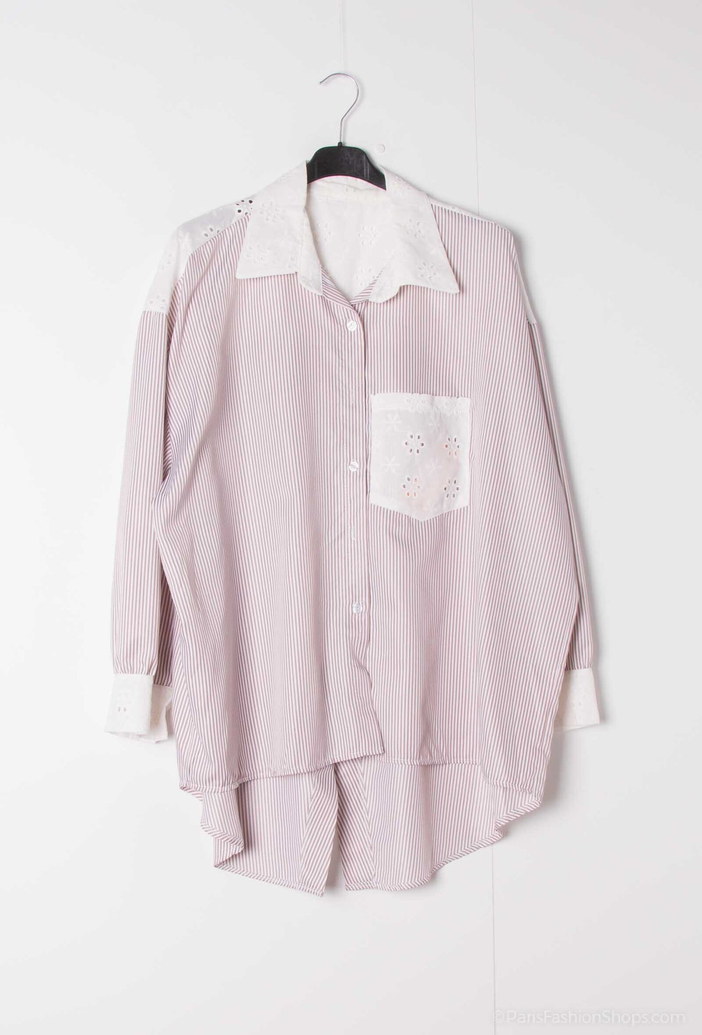 Plus Size Stripe cotton shirt with open crossed back
