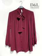 Super soft thick satin blouse shirt with puff sleeves Sizes 38 to 50+ i Stor Storlek