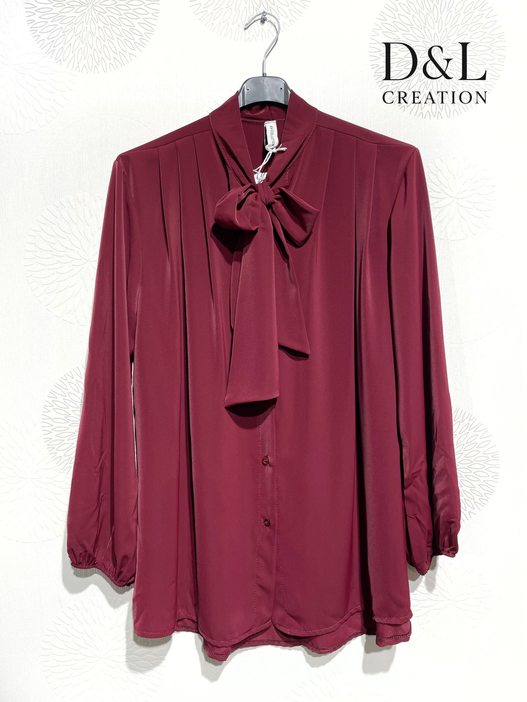 Super soft thick satin blouse shirt with puff sleeves Sizes 38 to 50+ i Stor Storlek