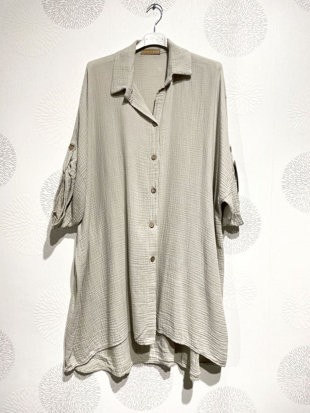 Plus Size Large size buttoned shirt in double cotton gauze T40 to T58