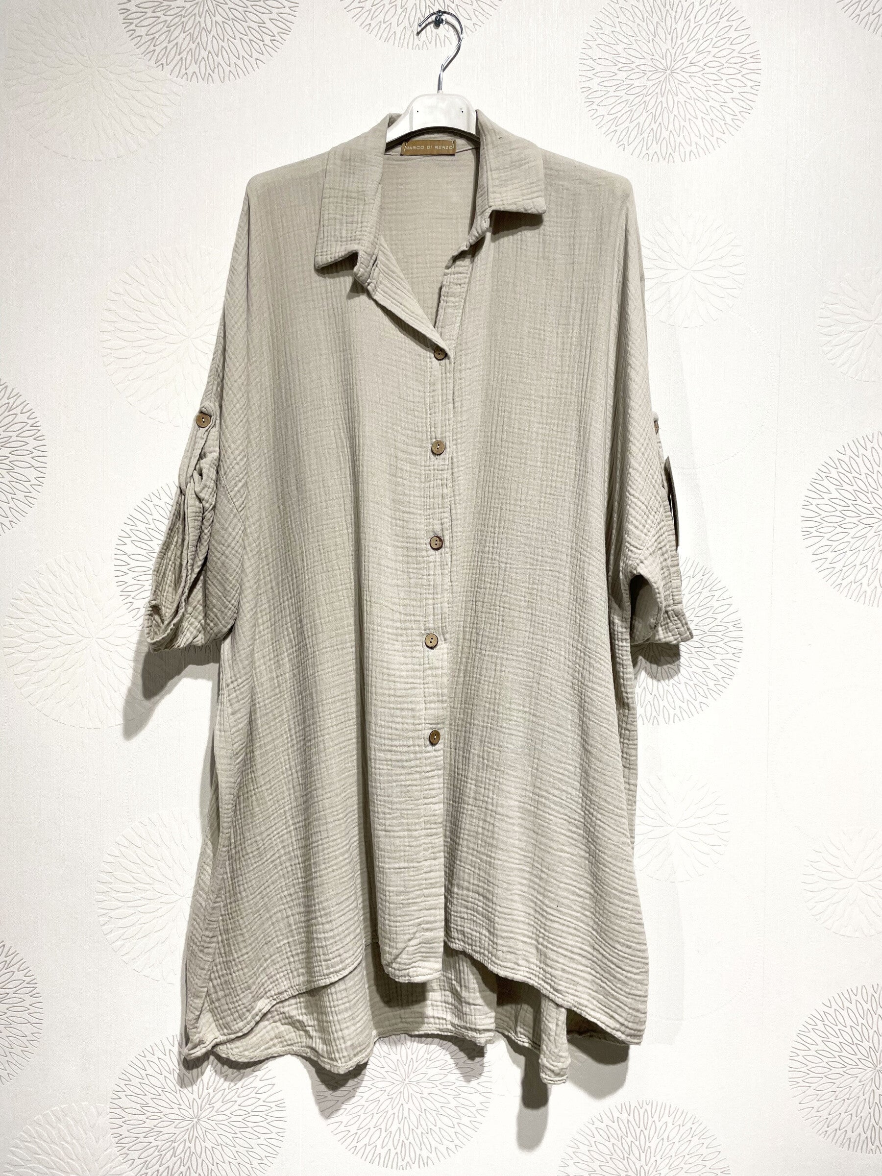 Plus Size Large size buttoned shirt in double cotton gauze T40 to T58