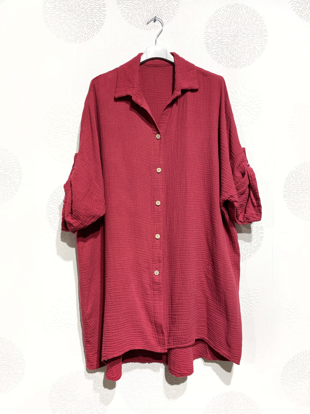 Plus Size Large size buttoned shirt in double cotton gauze T40 to T58