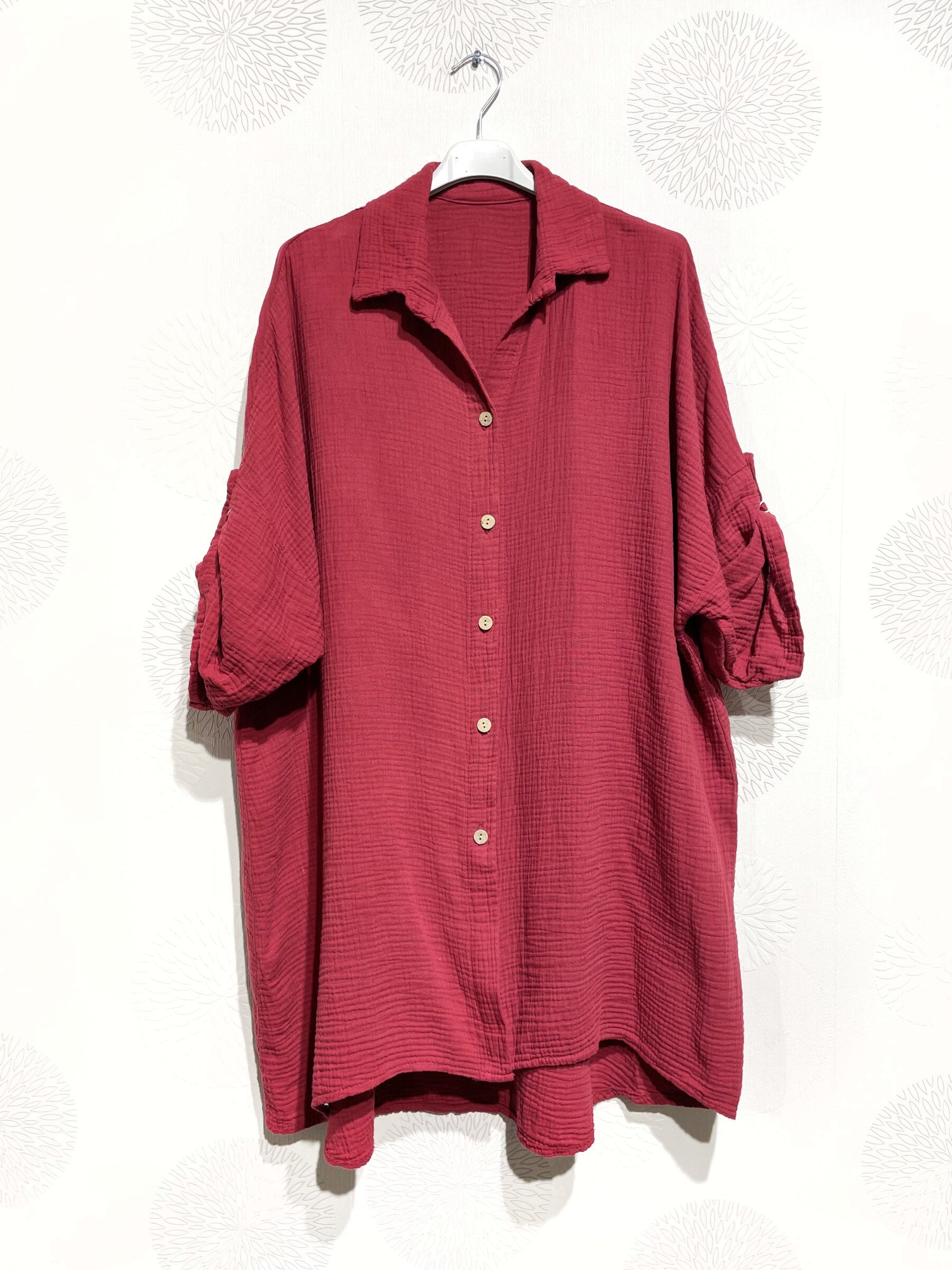 Plus Size Large size buttoned shirt in double cotton gauze T40 to T58