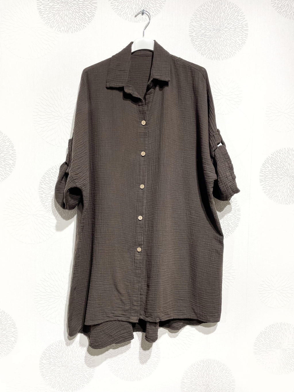 Plus Size Large size buttoned shirt in double cotton gauze T40 to T58