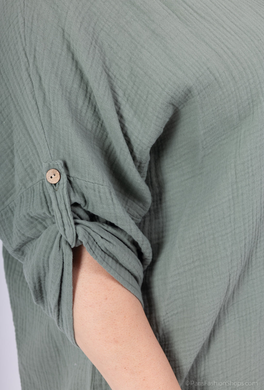 Plus Size Buttoned Shirt i Dubbel Bomullsgaze T40 till T58