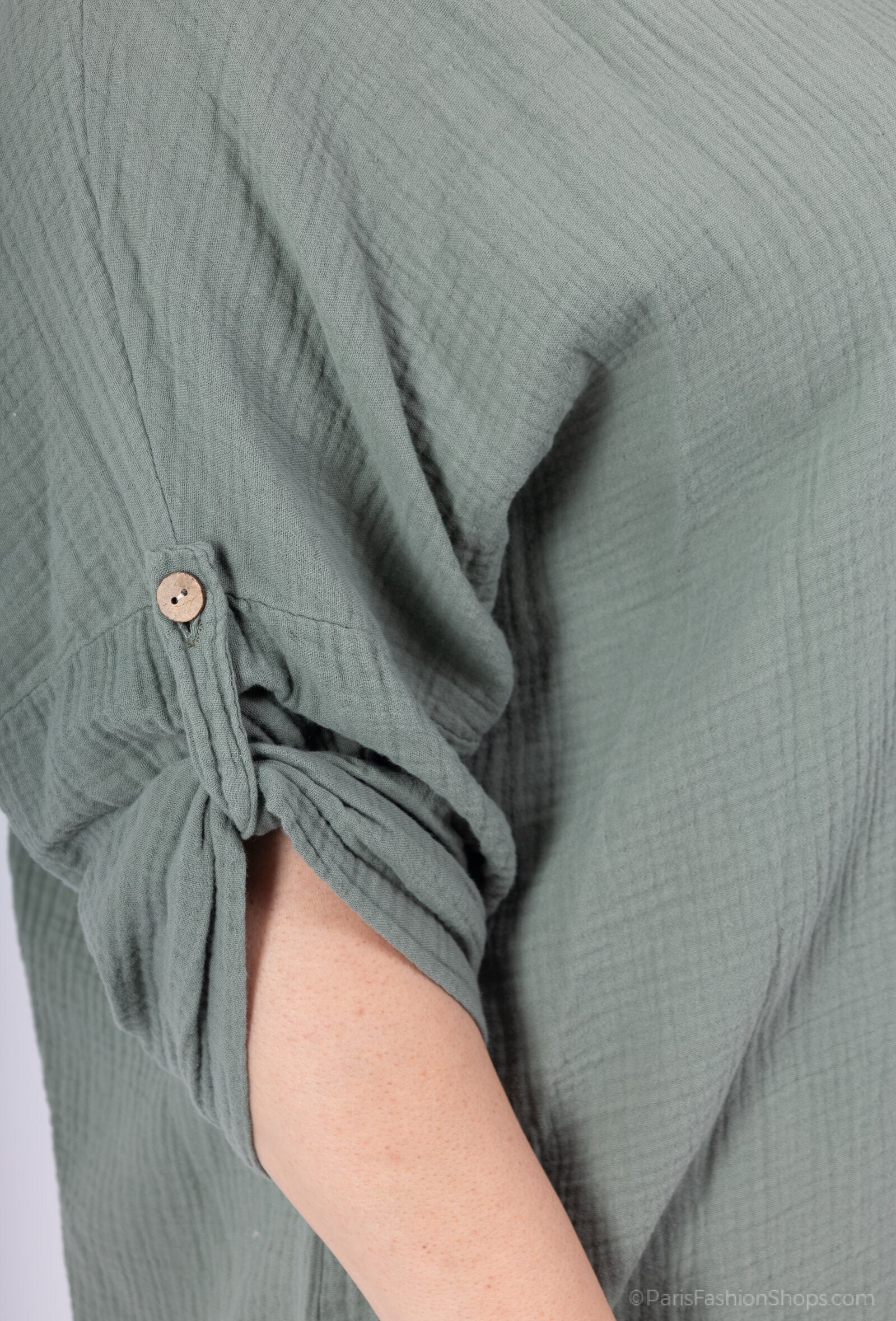 Plus Size Buttoned Shirt i Dubbel Bomullsgaze T40 till T58