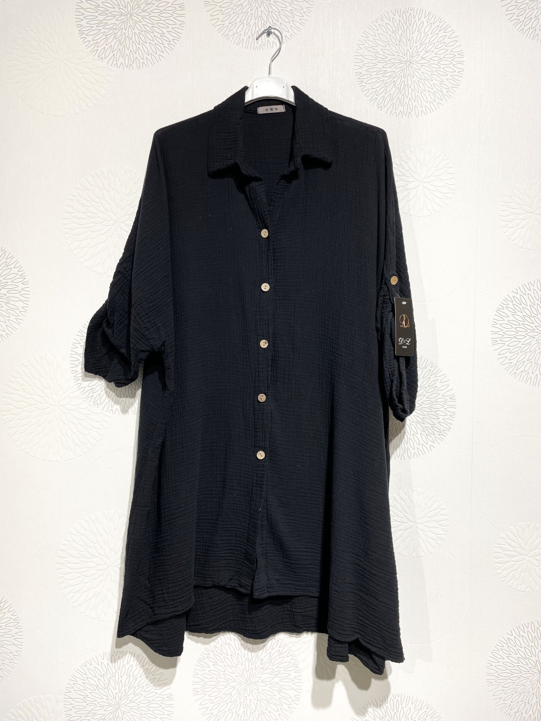 Plus Size Buttoned Shirt i Dubbel Bomullsgaze T40 till T58