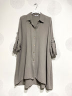 Plus Size Large size buttoned shirt in double cotton gauze T40 to T58