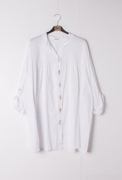 Plus Size Cotton shirt with palm tree embroideries