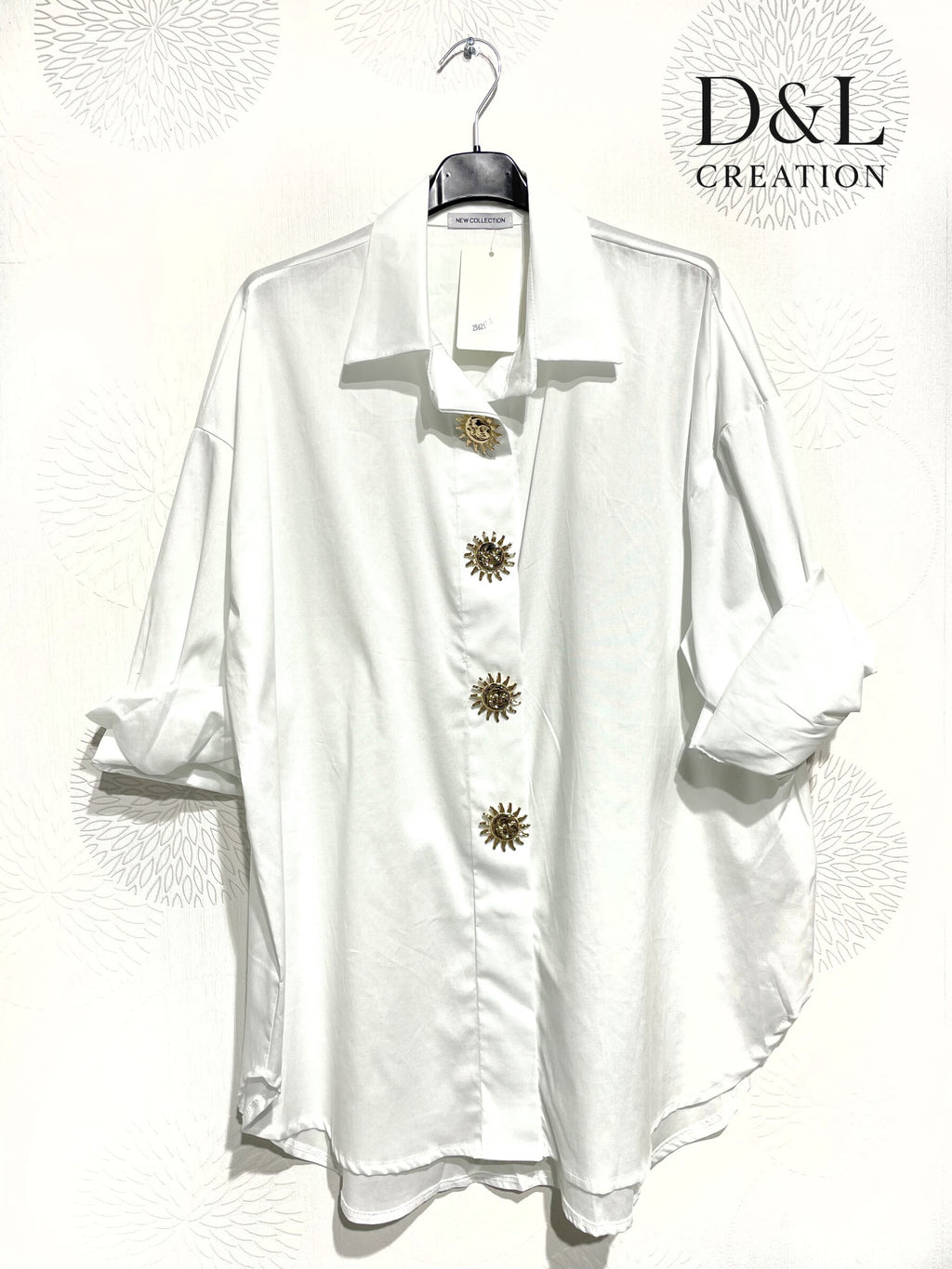 Cotton shirt with sun brooches sizes 38 to 50 i Stor Storlek