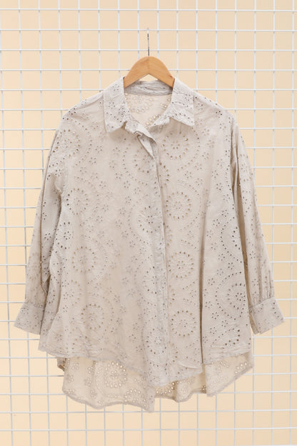 Plus Size Cotton shirt in full english embroidery