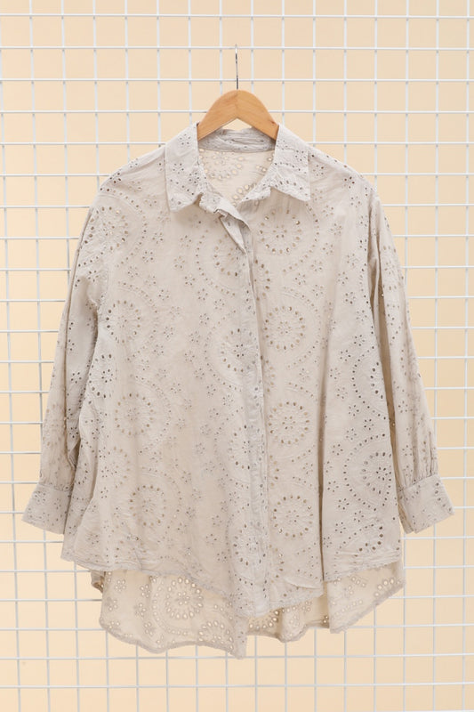 Plus Size Cotton shirt in full english embroidery