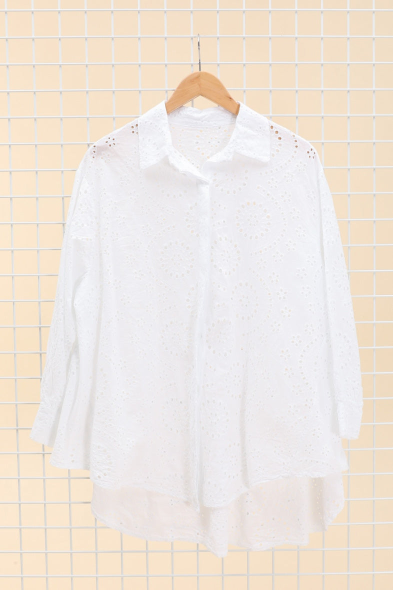 Plus Size Cotton shirt in full english embroidery