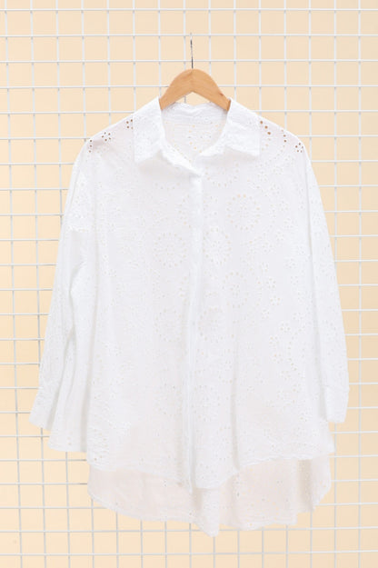 Plus Size Cotton shirt in full english embroidery