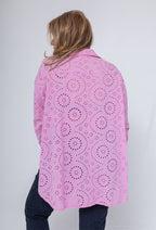 Plus Size Bomullsskjorta med Engelsk Broderi