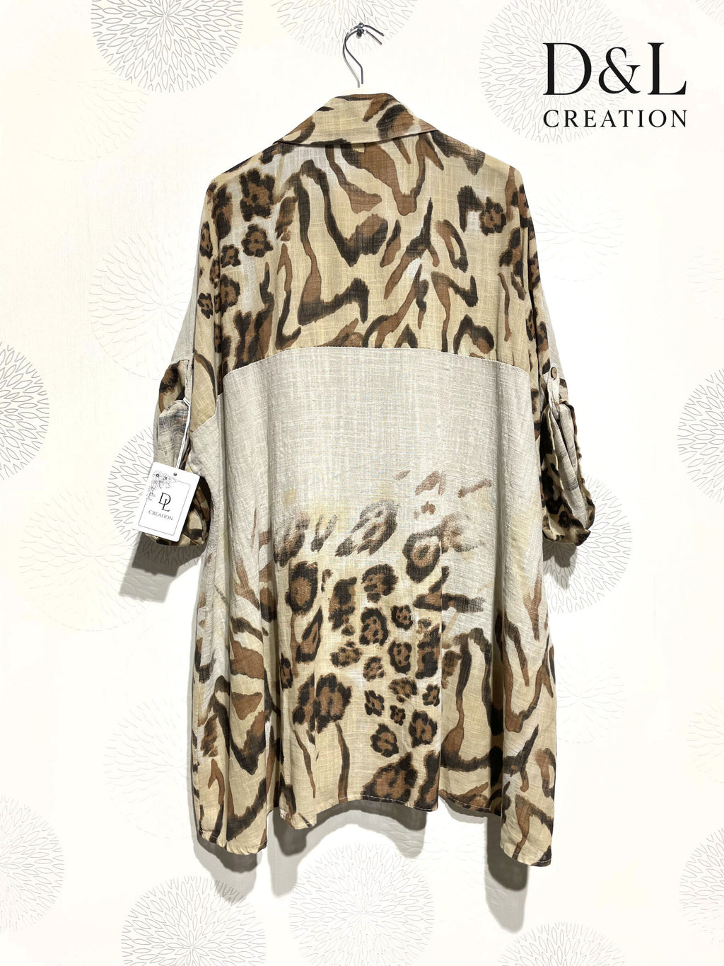 Leopardmönstrad bomullsskjorta i storlek 38 till 56 | Stor Storlek