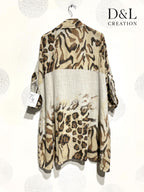 Leopardmönstrad bomullsskjorta i storlek 38 till 56 | Stor Storlek