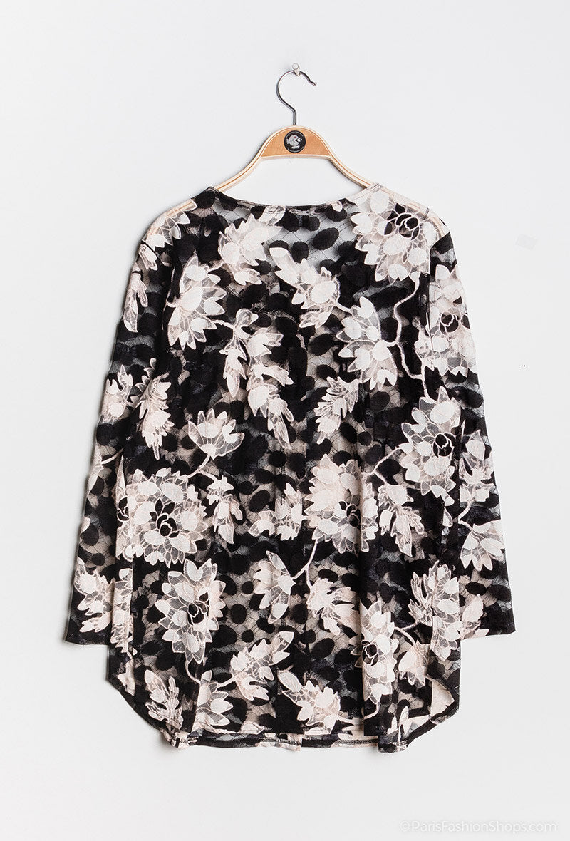 Blommig Plus Size Spets Topp