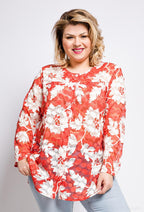 Blommig Plus Size Spets Topp