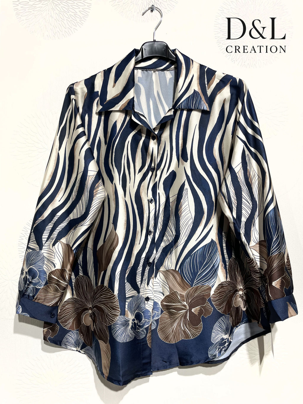 Printed satin shirt sizes 38 to 48 i Plus Size