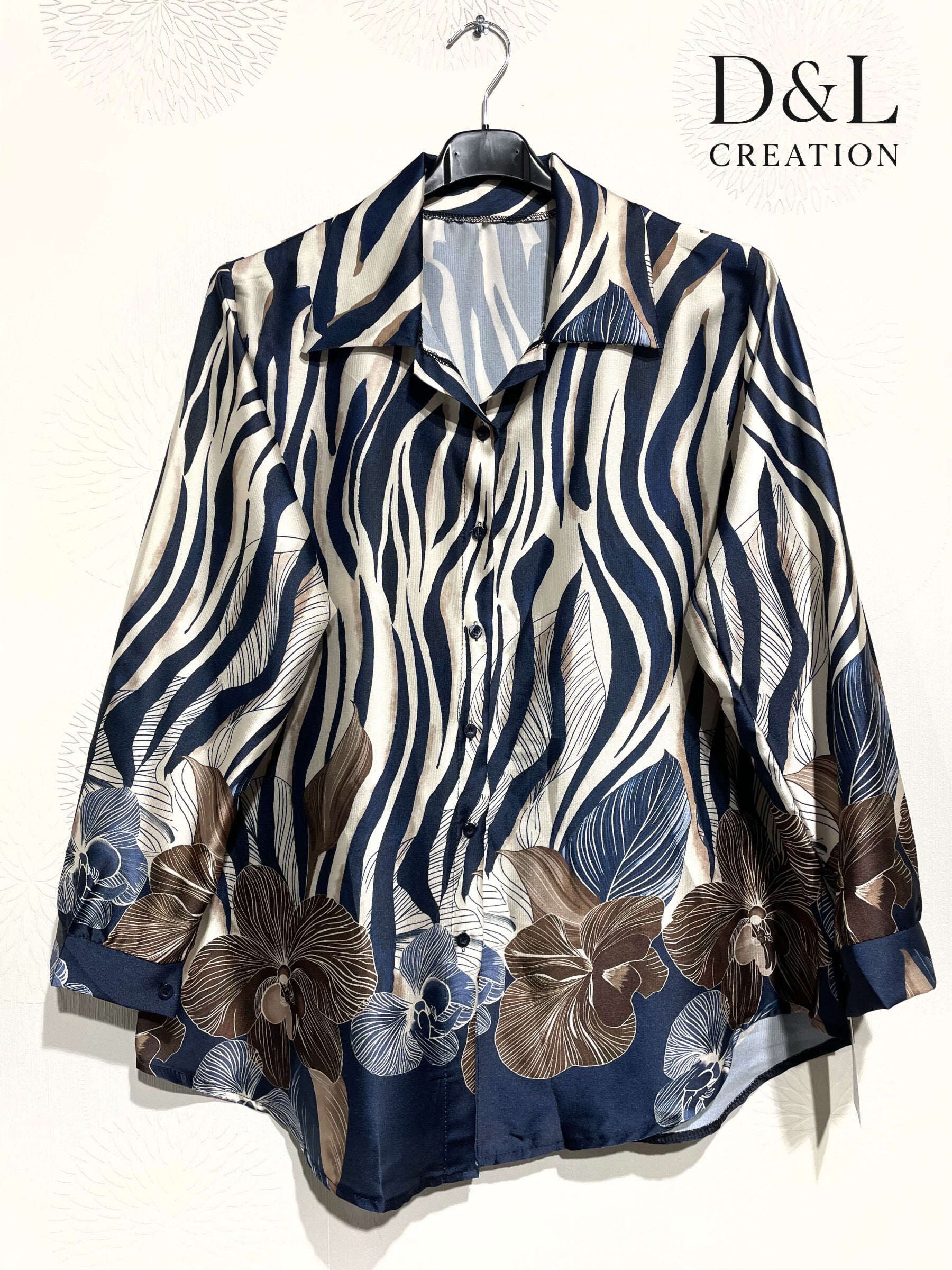 Printed satin shirt sizes 38 to 48 i Plus Size