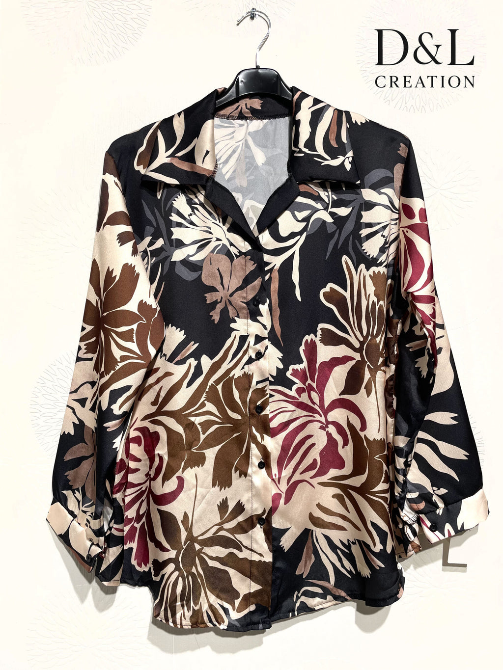 Printed satin shirt sizes 38 to 48 i Plus Size
