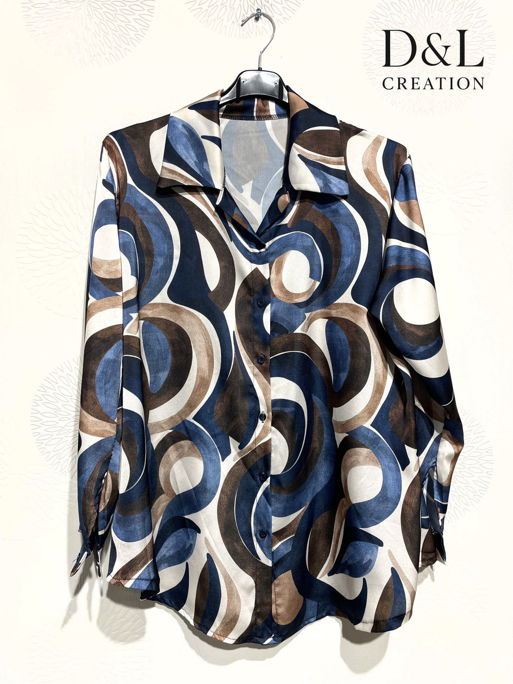 Printed satin shirt sizes 38 to 48 i Plus Size