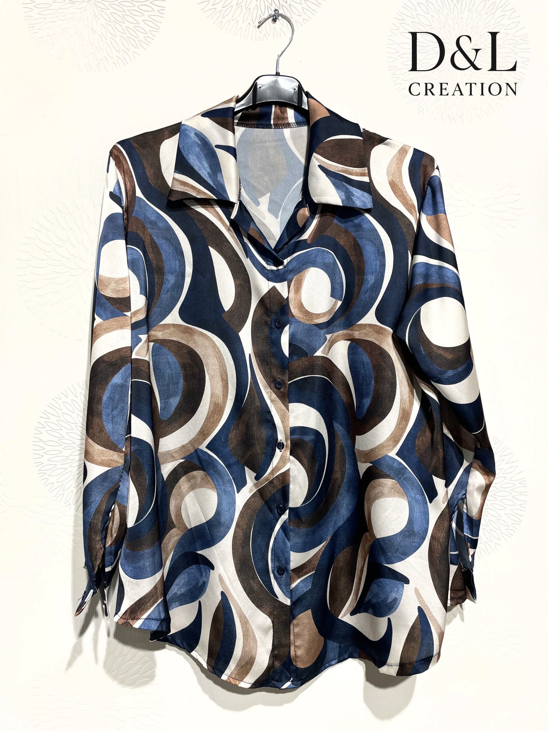 Printed satin shirt sizes 38 to 48 i Plus Size
