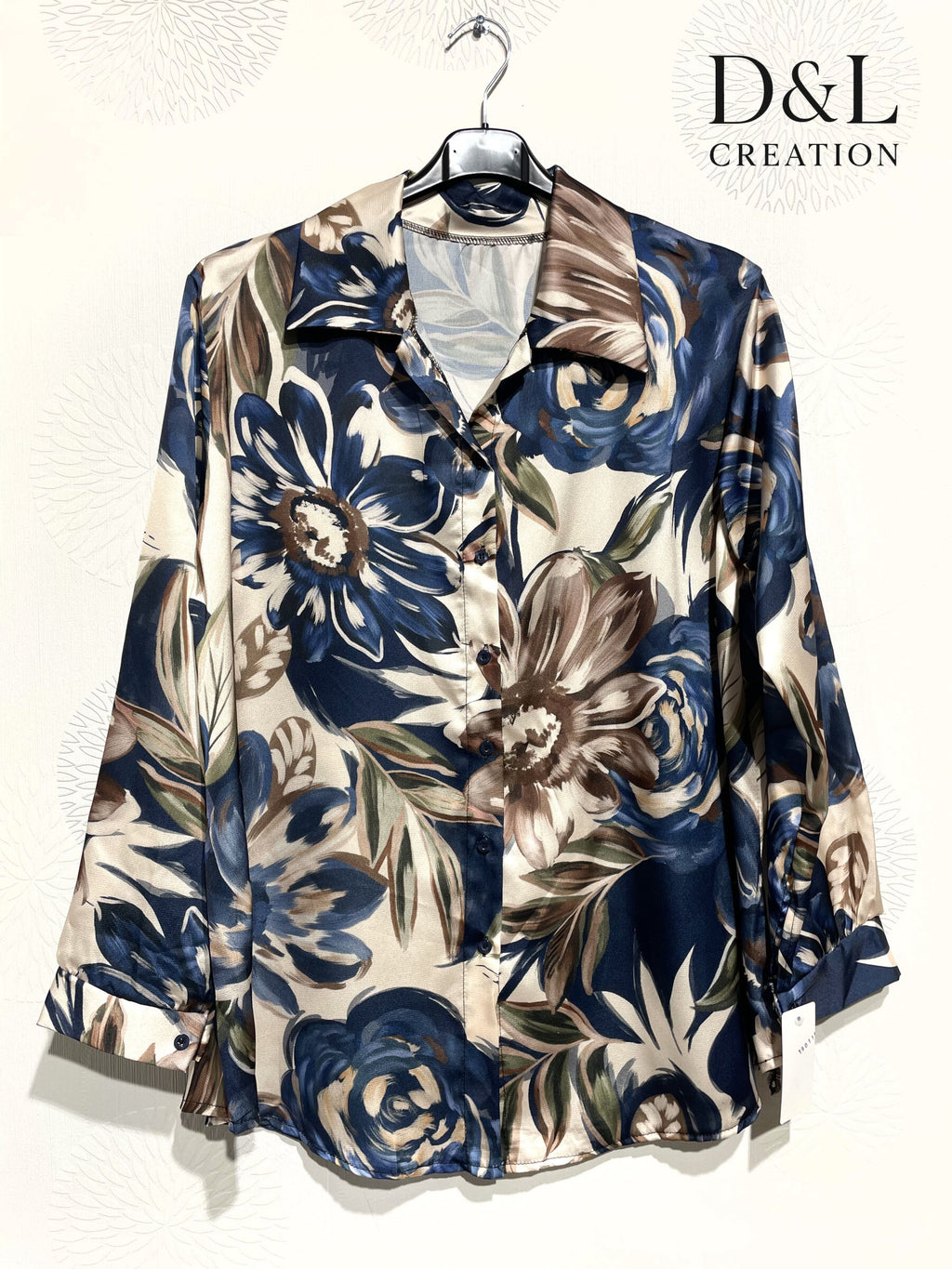 Printed satin shirt sizes 38 to 48 i Plus Size