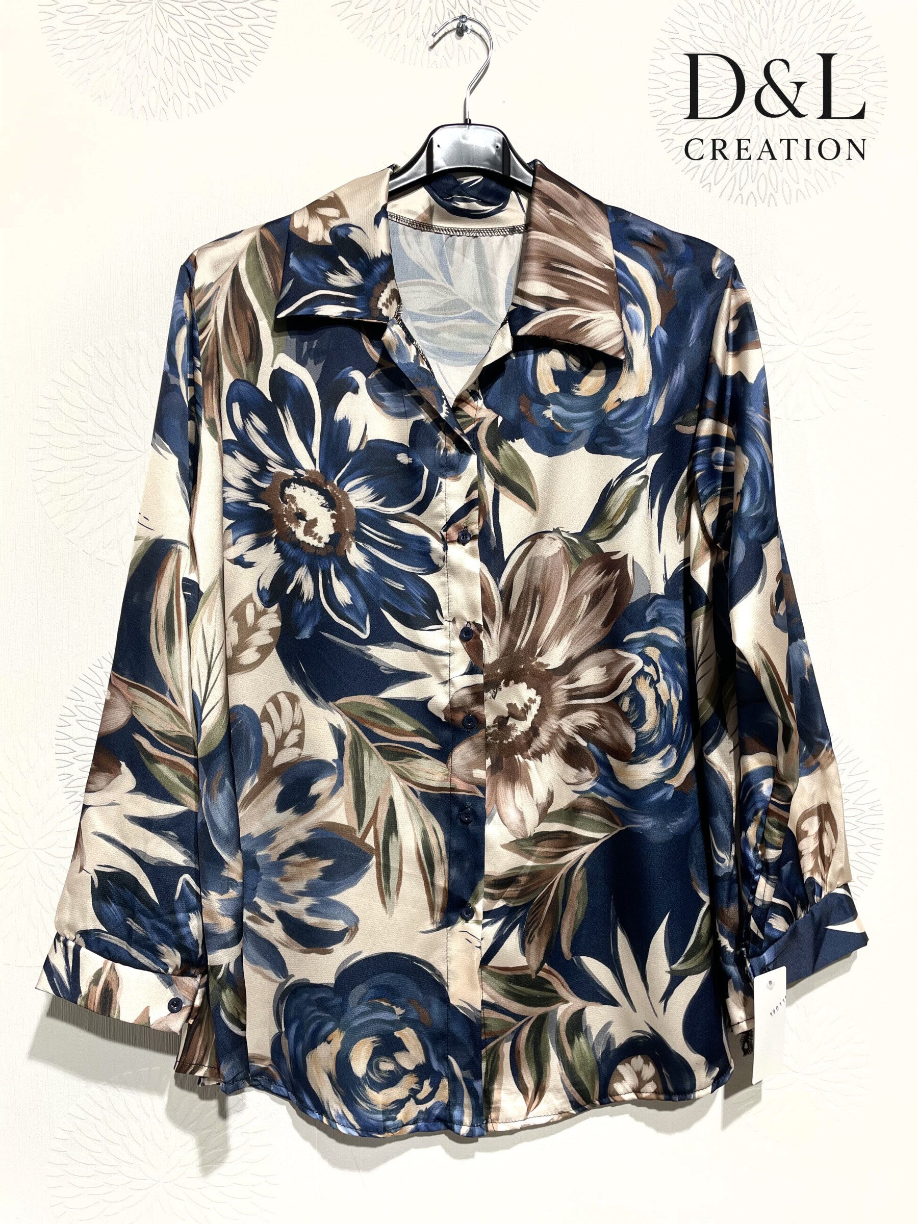 Printed satin shirt sizes 38 to 48 i Plus Size