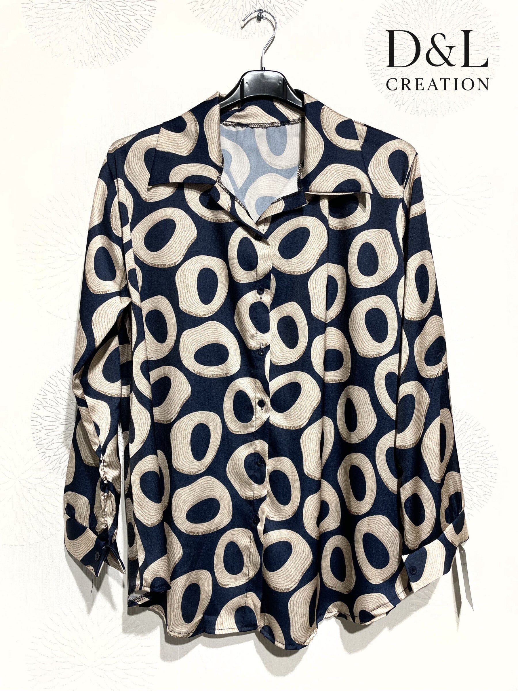 Printed satin shirt sizes 38 to 48 i Plus Size